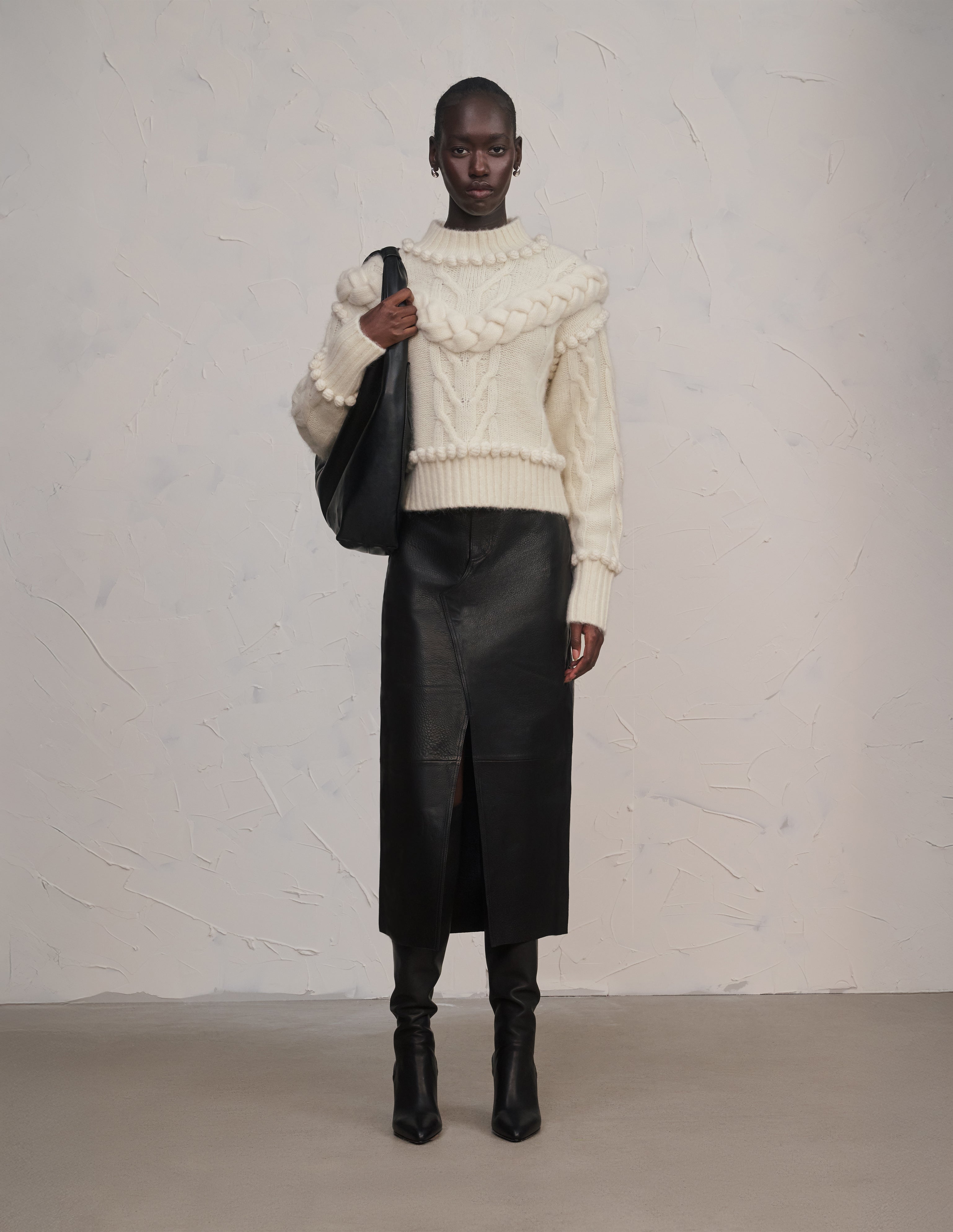 Tenley - Bone Twisted Cable Sweater