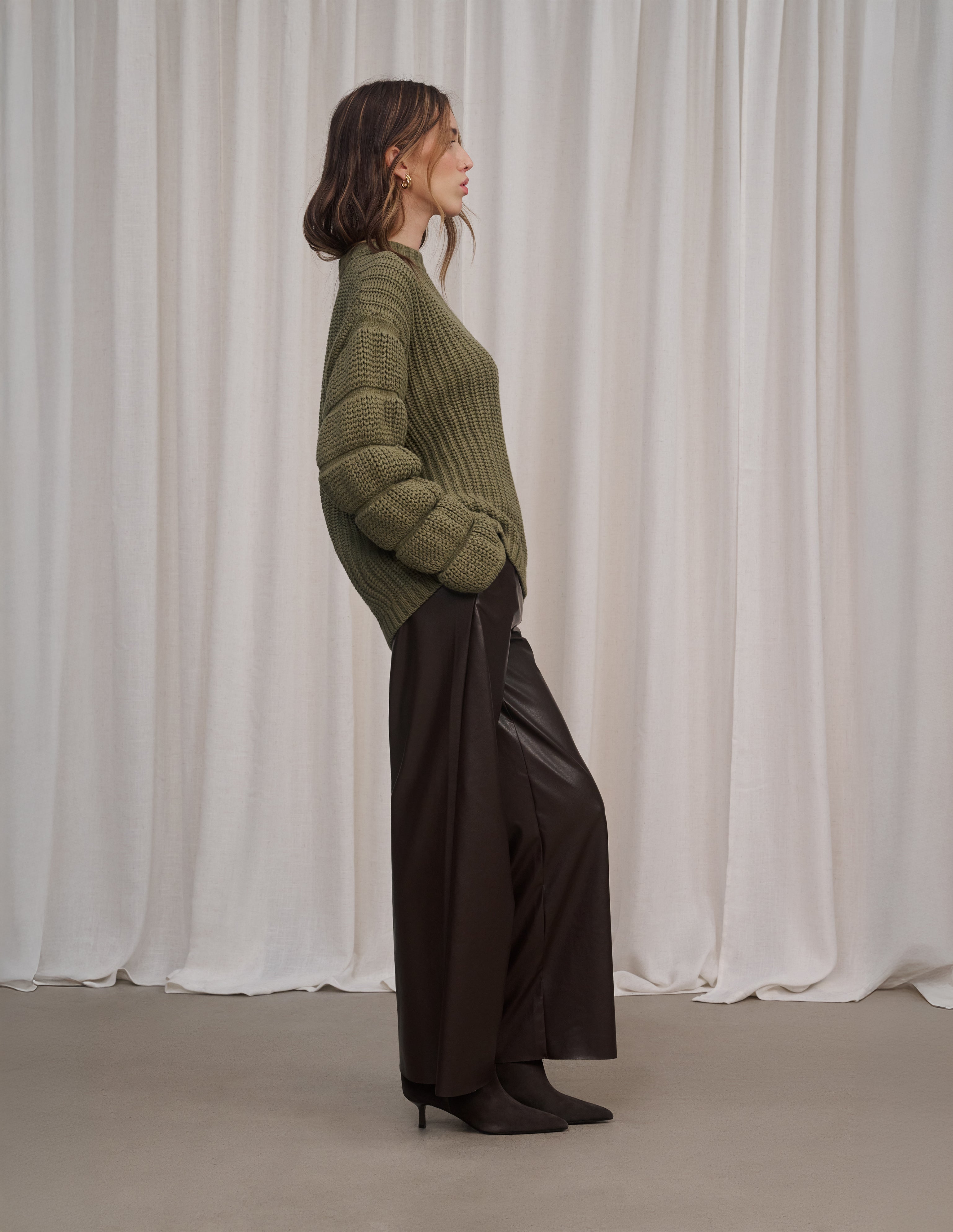 Lettie - Dark Forest Bubble Sleeve Oversized Sweater