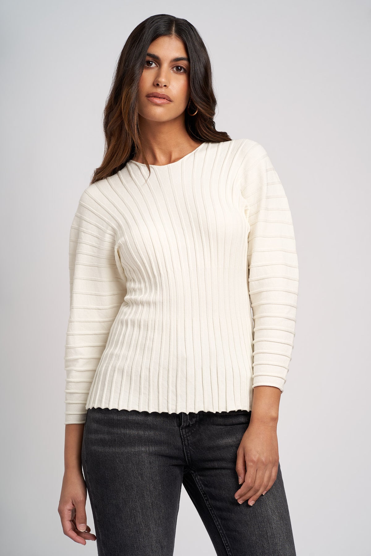Verla Ivory Dolman Sleeve Sweater Top