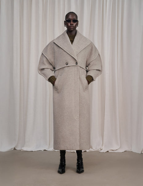 Georgie - Heather Grey Long Wool & Alpaca Coat