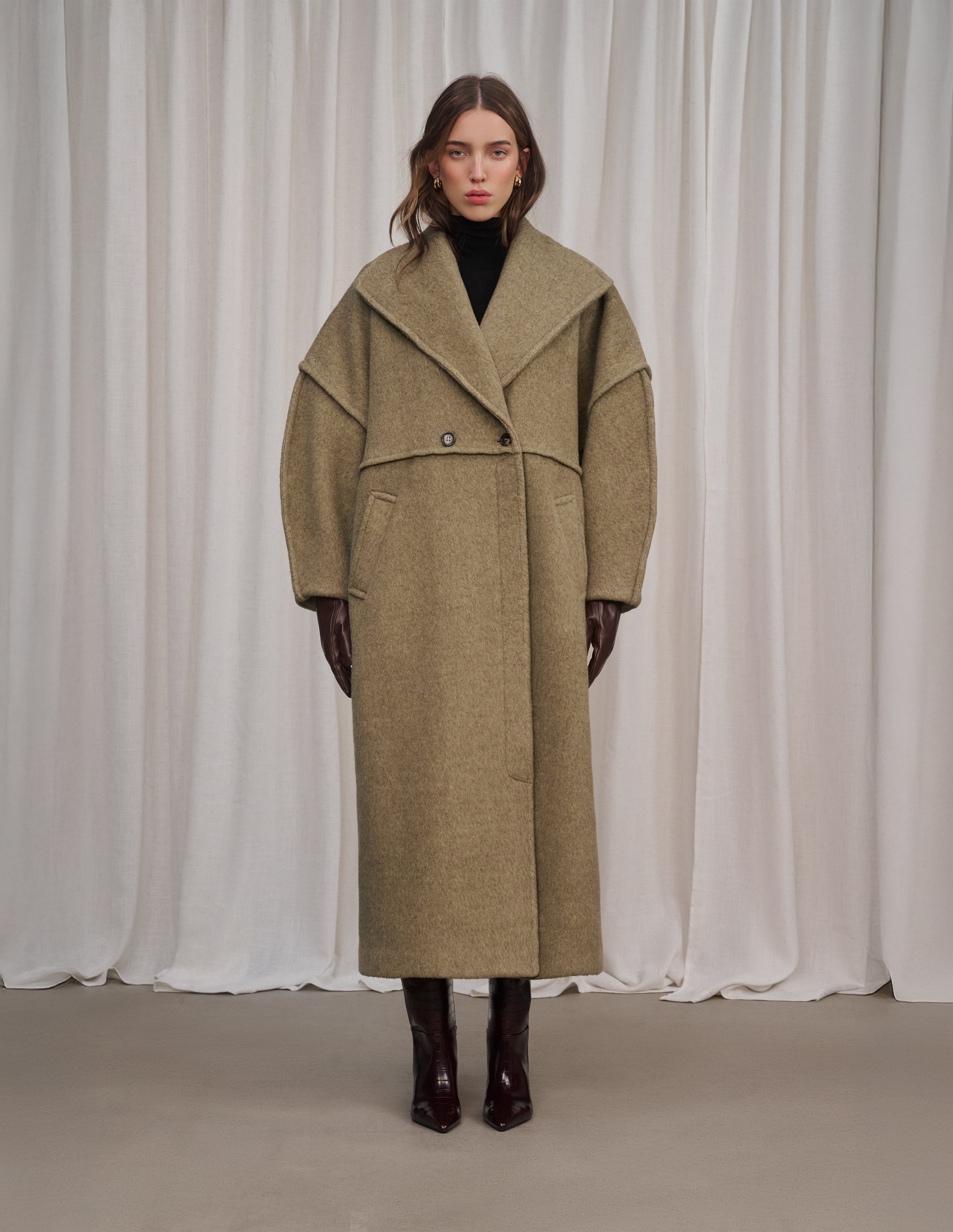 Georgie - Forest Long Wool & Alpaca Coat
