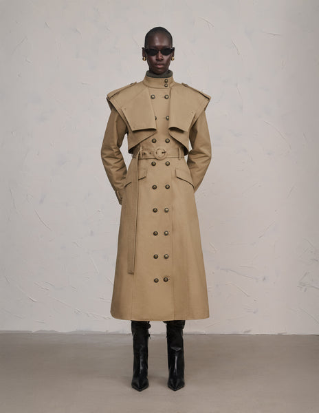 【Archive】in the attic khaki coat Arianna - Khaki Canvas Trench Coat